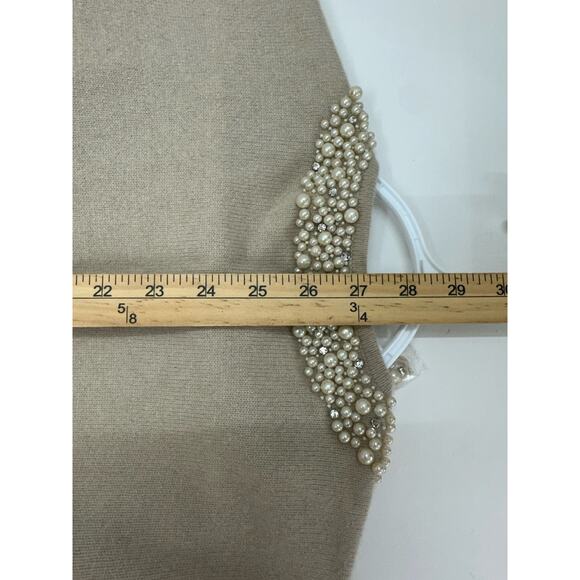 Bloomingdales Womens Cardigan Size Medium Champagne Cashmere Embellished NWT - Picture 10 of 12